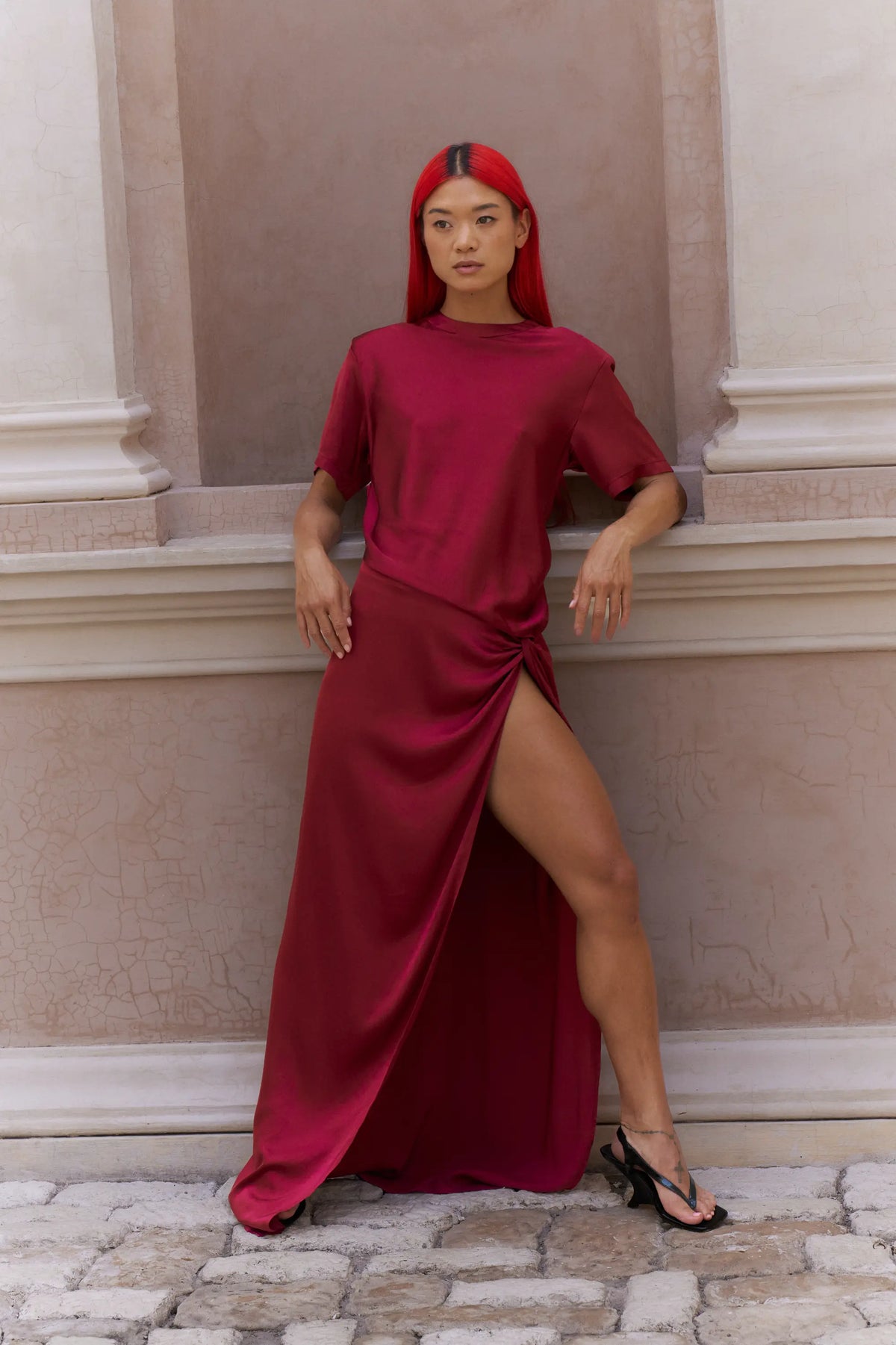 Sarakino Dress — Burgundy