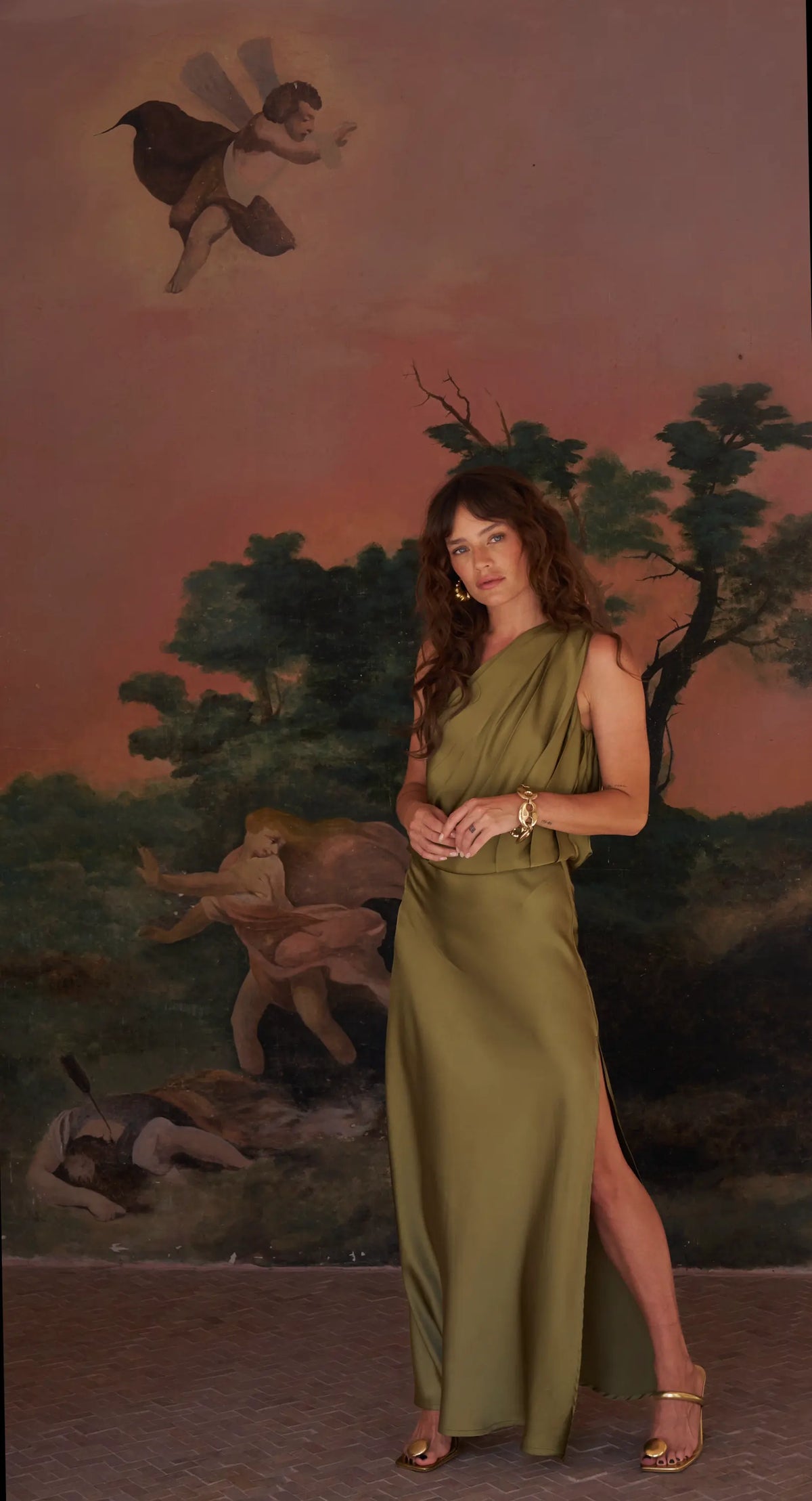 Grecian Goddess Maxi — Khaki